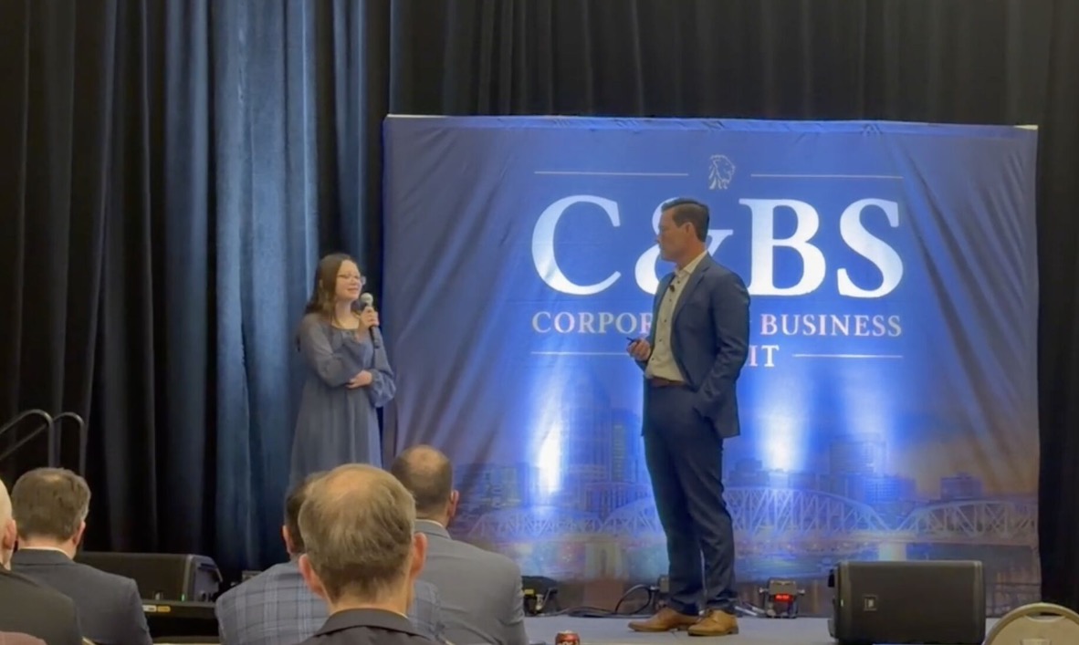 Alex Jones with his daughter Annabelle at the Lion Street CBS Summit in Nashville