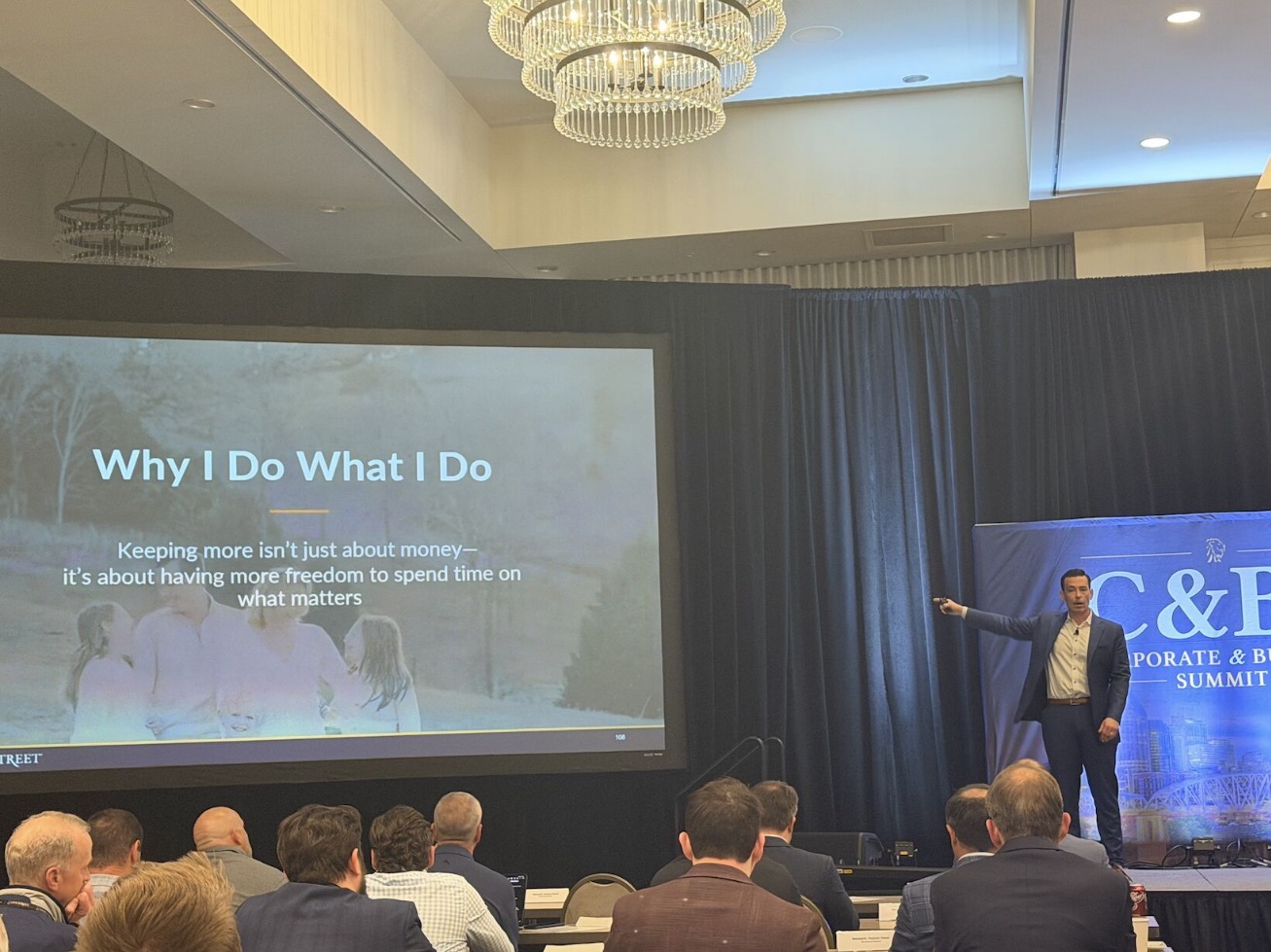 Alex Jones delivering Why I Do What I Do at the Lion Street CBS Summit