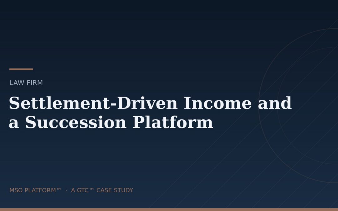 Law firm MSO case study — settlement-driven income and a succession platform